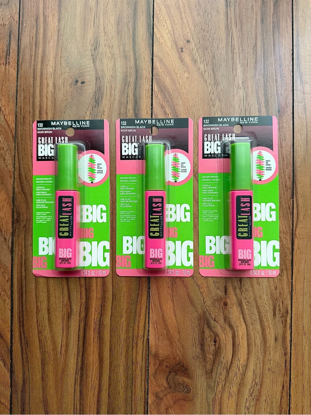 3 NEW Maybelline Great Lash Big Washable Mascara, Brownish Black